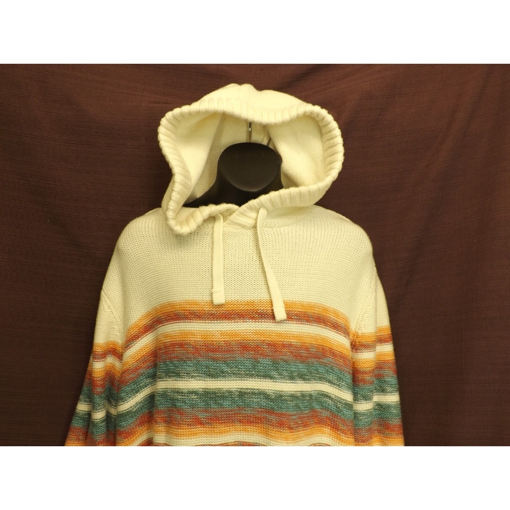 American Eagle AE White Striped Sweater Hoodie - Kangaroo pocket - Men's size L - Picture 5 of 16